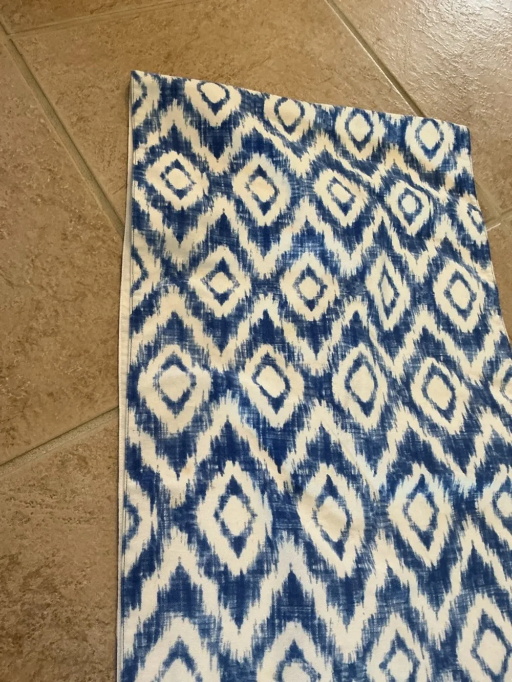 Williams Sonoma Blue and White Ikat Table Runner 15” by 106